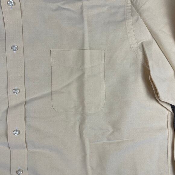 Land's End Men's 17.5-34 Peach Solid Long Sleeve Button Up Shirt - Picture 8 of 16